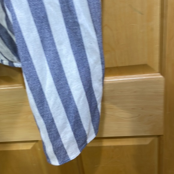 Sadie & Sage striped blue white top crossover v-neck bell sleeves size S - Picture 7 of 12